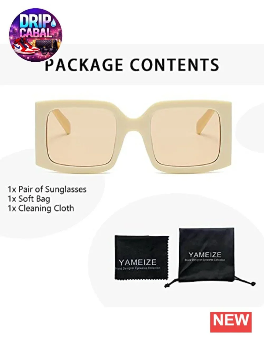 Vintage Oversized Square Sunglasses UV400 Protection Retro Frame Women Men